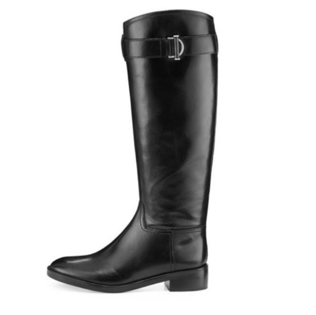 Tory Burch Grace Equestrian Black Leather Boots Size 6